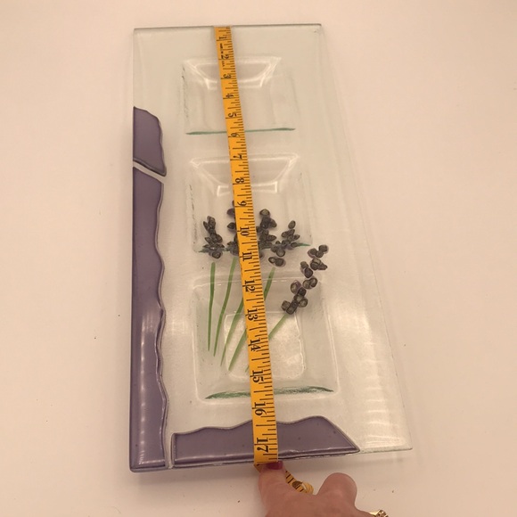 Fused Glass 3 Section Tray w/ Lavender Motif - Picture 4 of 6